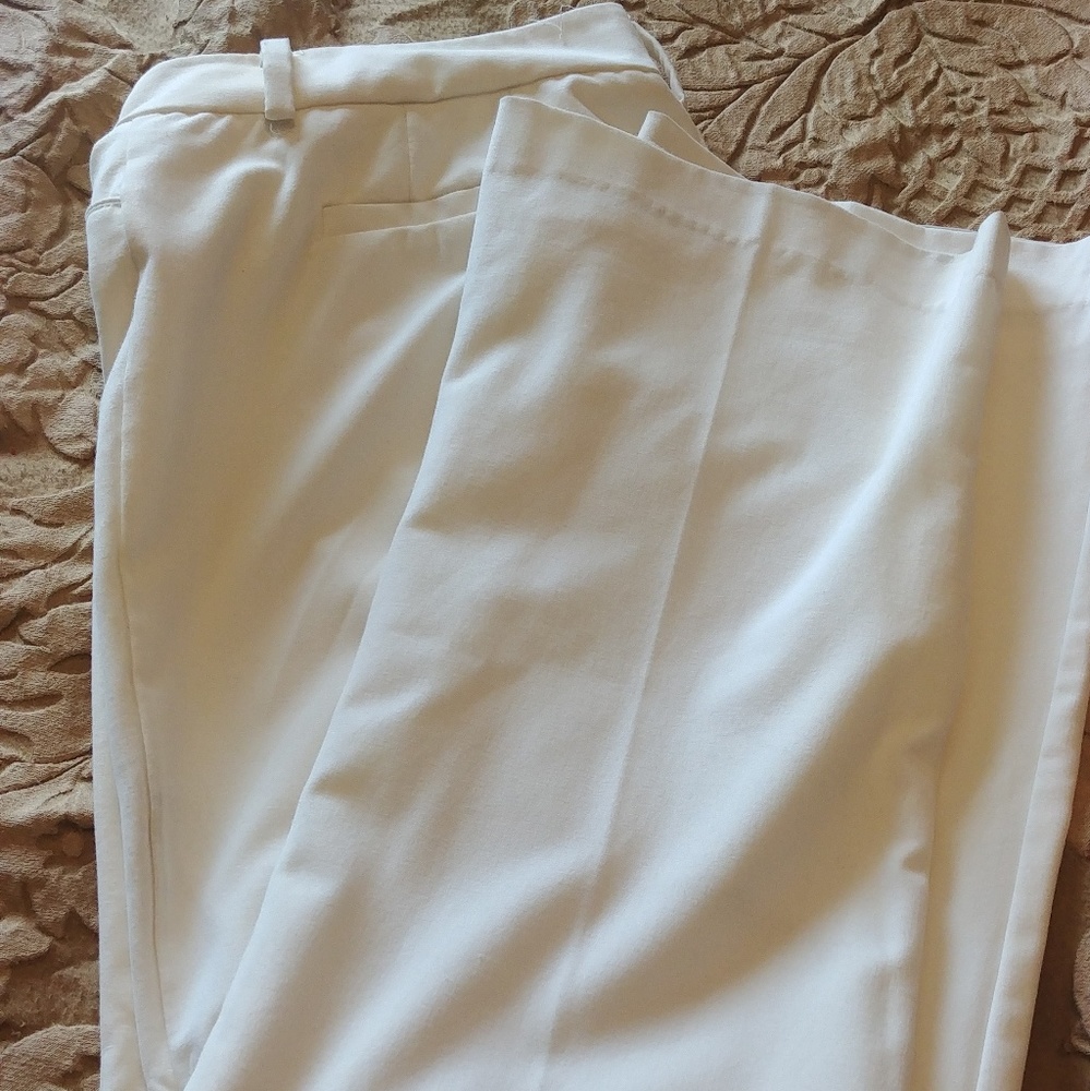 Cream colored, lined slacks